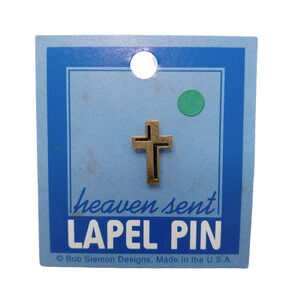 Religious Gold Tone Cross Lapel Pin Hat Pin Unisex Witness Pinback Heaven Sent